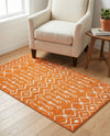 Marrakech Lattice Collection Area Rug - Medina (Orange) Rectangle Orange  lifestyle 19