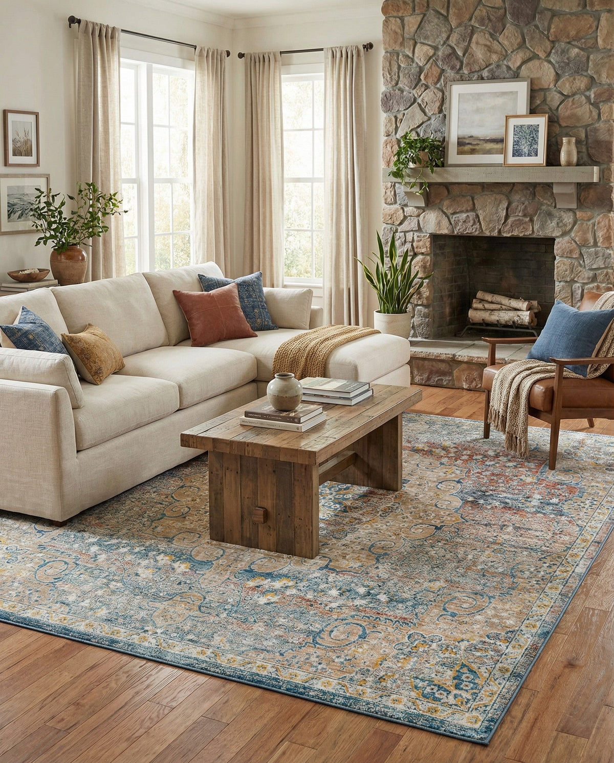 Coastal Haven Collection Area Rug - Seabreeze (Multi) Square Multi  lifestyle 105