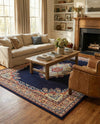Tabriz Tapestry Collection Area Rug - Azerbaijan (Navy Blue) Rectangle Navy Blue  lifestyle 13