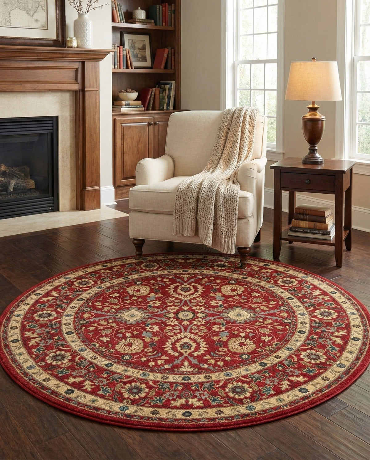 Chelsea Elegance Collection Area Rug -  Osterley Round Red  lifestyle 197