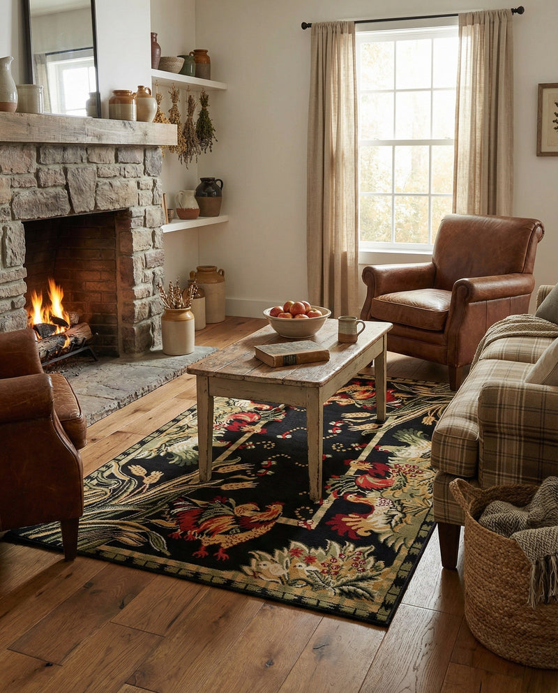 Rural Charm Collection Area Rug - Meadowbrook Rectangle Black  lifestyle 59