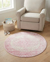 Dover Terrace Collection Area Rug - Marina (Pink) Round Pink  lifestyle 50