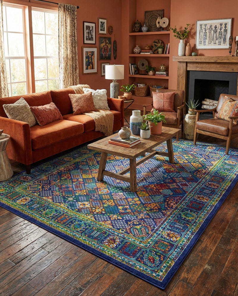 Caribbean Cove Collection Area Rug -  Mustique Rectangle Navy Blue  lifestyle 9