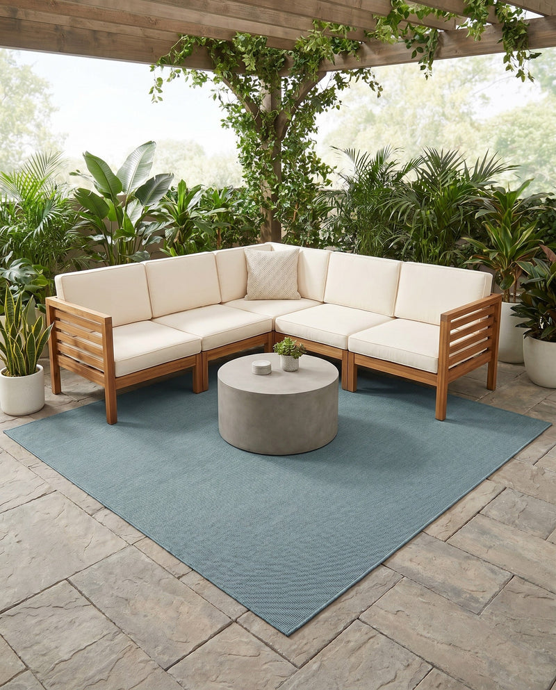 Seaside Serenity Collection Area Rug - Veranda (Aquamarine) Square Aquamarine  lifestyle 64