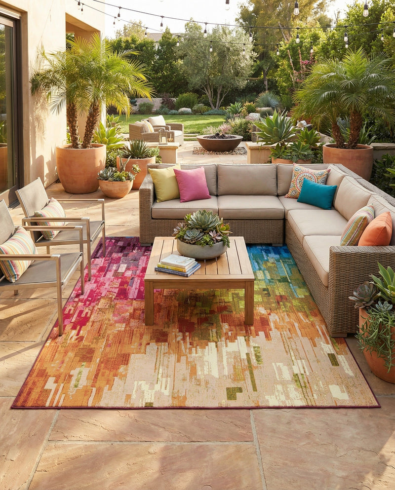 Urban Terrace Collection Area Rug -  Lawn Rectangle Multi  lifestyle 39