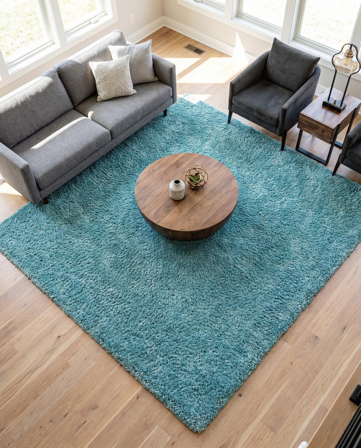 Alpine Plush Collection Area Rug -  Cortina (Aqua) Square Aqua  lifestyle 80