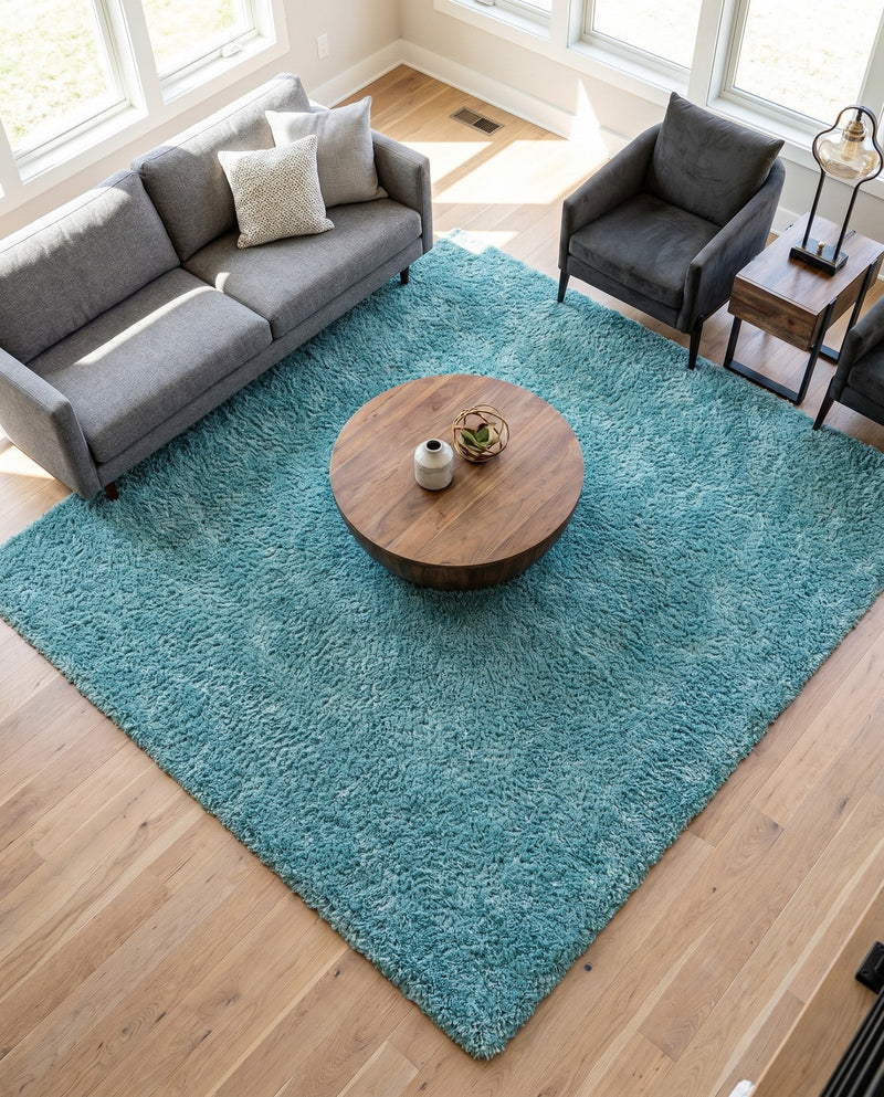 Alpine Plush Collection Area Rug -  Cortina (Aqua) Square Aqua  lifestyle 80