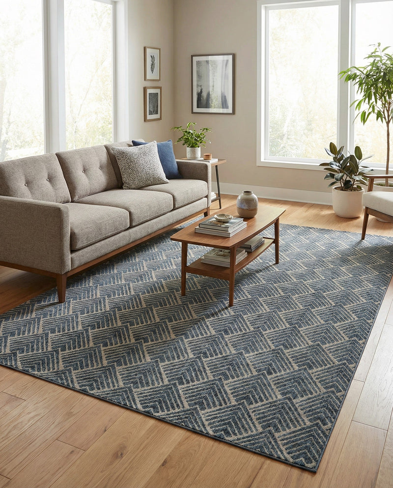 Geo Garden Lattice Collection Area Rug -  Casablanca Rectangle Harbor Blue  lifestyle 46