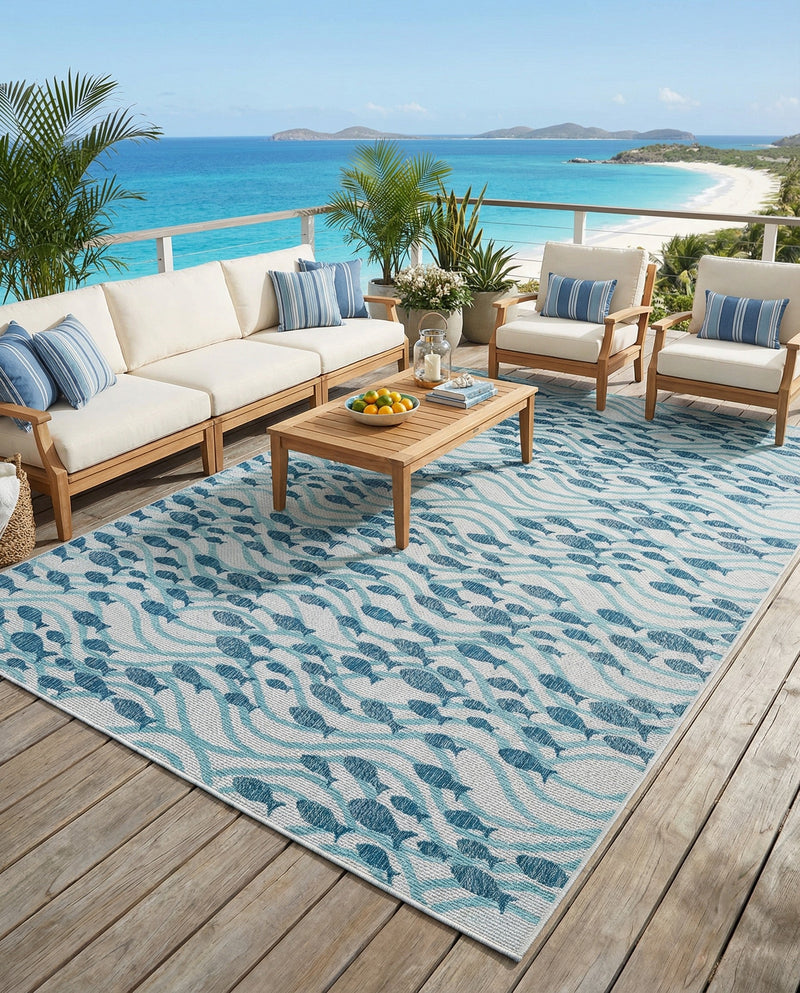 Seaside Haven Rugs Collection Area Rug -  Harbor Rectangle Blue  lifestyle 17