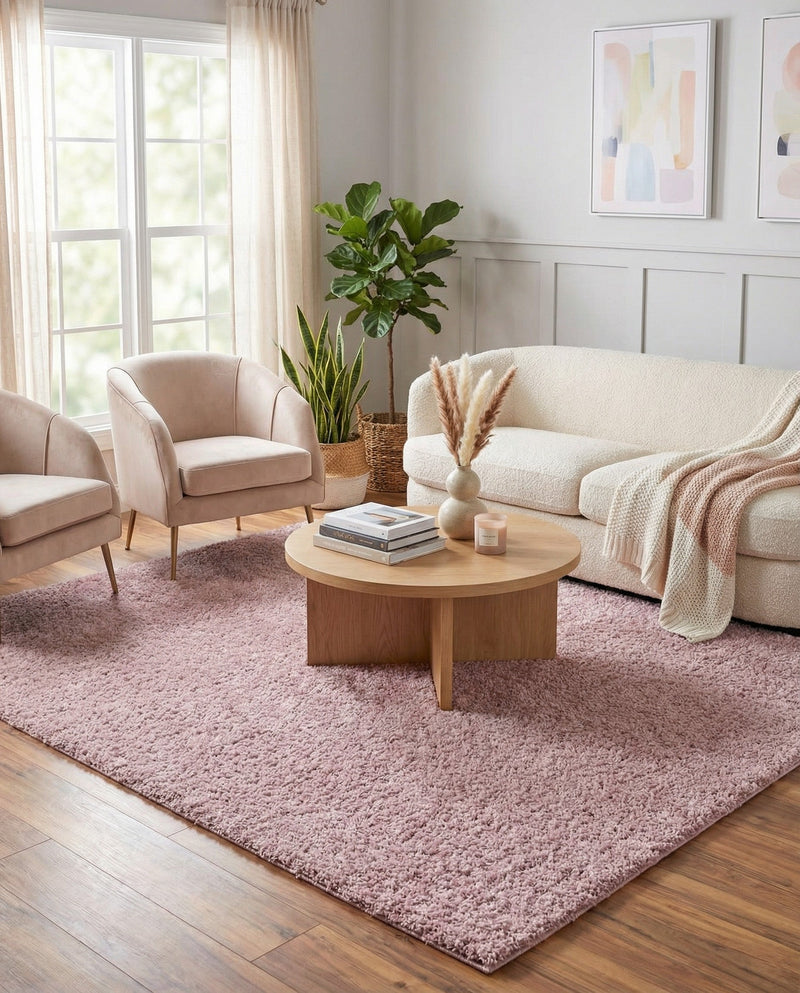 Cozy Comfort Shag Collection Area Rug - Haven (Pink) Square Pink  lifestyle 39
