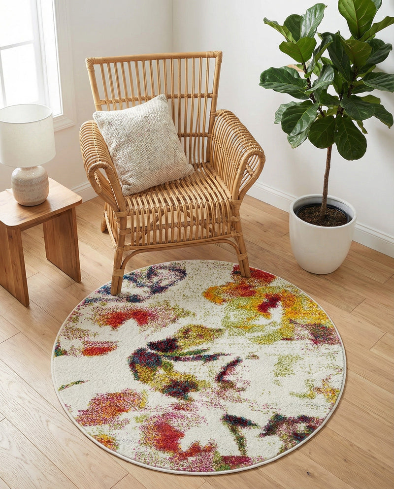 Venetian Elegance Collection Area Rug -  Marghera Round Ivory  lifestyle 73