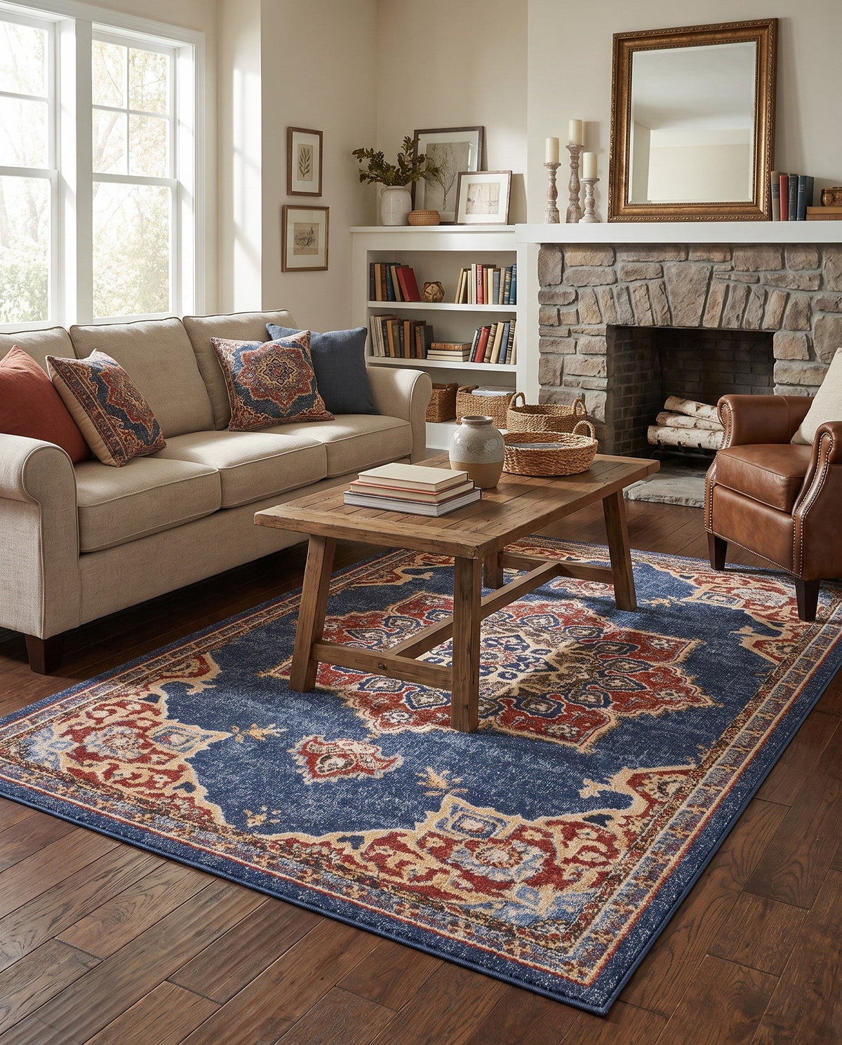 Eden Oasis Collection Area Rug -  Tranquility (Dark Blue) Rectangle Dark Blue  lifestyle 27