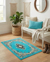 Tabriz Tapestry Collection Area Rug - Azerbaijan (Turquoise) Rectangle Turquoise  lifestyle 8