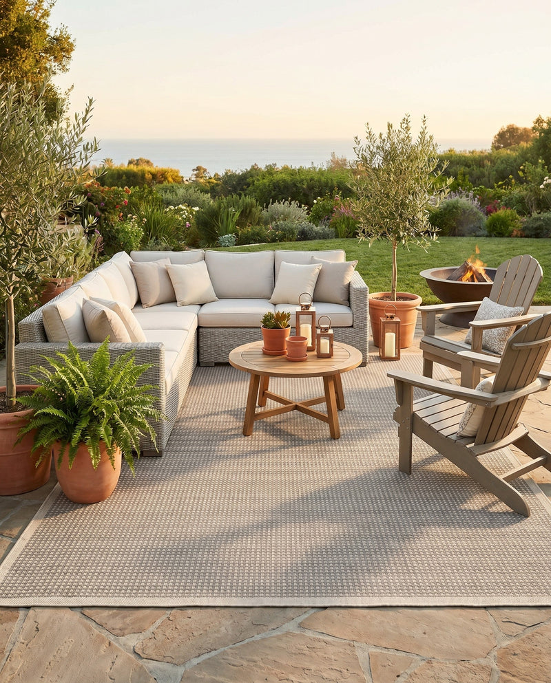 Terrace Fringe Collection Area Rug - Patio Rectangle Brown  lifestyle 25