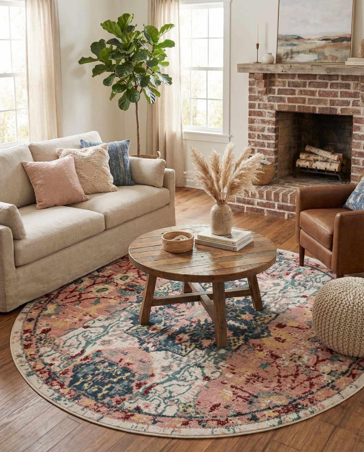 Savannah Elegance Collection Area Rug -  Azalea Round Pink  lifestyle 167