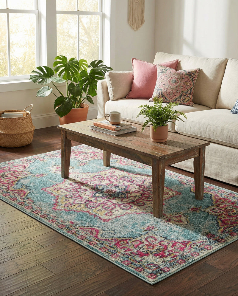Chateau Elegance Collection Area Rug -  Riviera Rectangle Light Blue  lifestyle 10