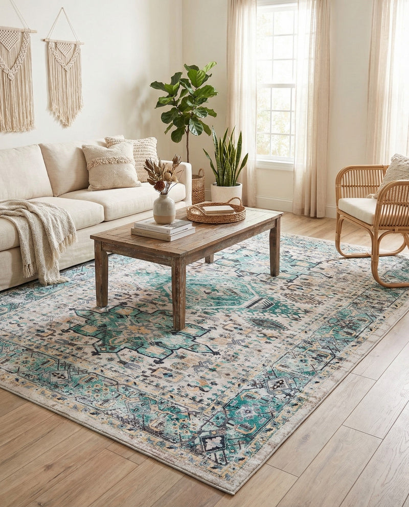 Laguna Sands Collection Area Rug -  Venice Rectangle Aqua Green  lifestyle 38