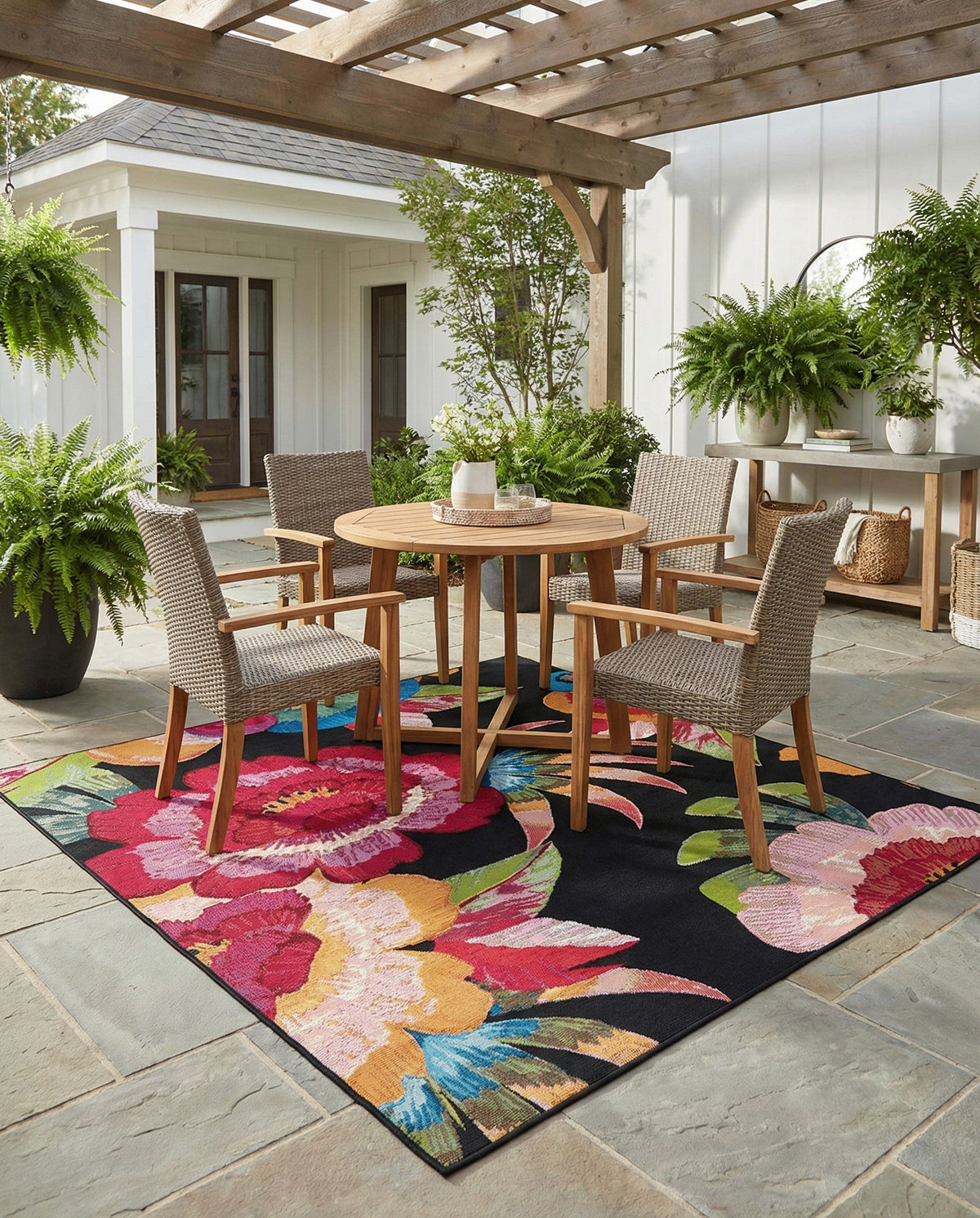 Seaside Blooms Collection Area Rug -  Versailles Square Multi  lifestyle 115