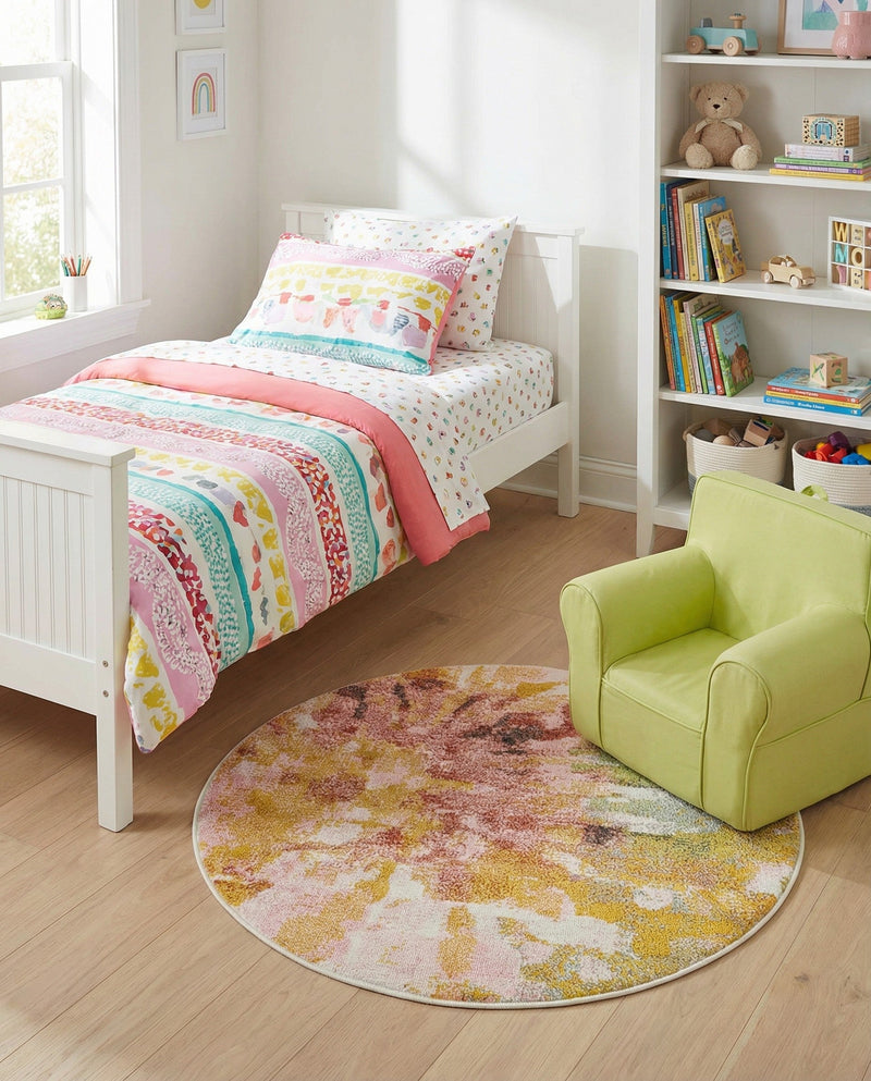 Wonder Tykes Collection Area Rug -  Flutter Round Multi  lifestyle 50