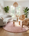 Eternal Plush Oasis Collection Area Rug -  Tranquility (Pink Lace) Round Pink Lace  lifestyle 35