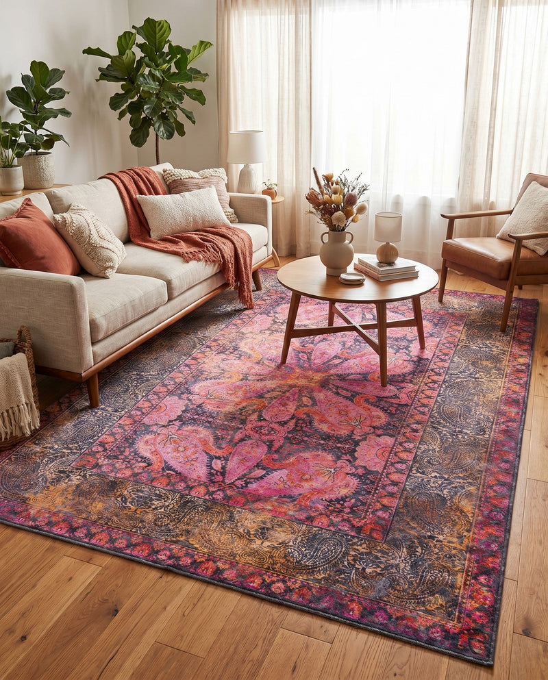 Maranta Collection Area Rug - Paramaribo Rectangle Pink  lifestyle 6