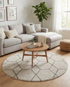 Trellis Mosaic Collection Area Rug - Arborville (Ivory) Round Ivory  lifestyle 45