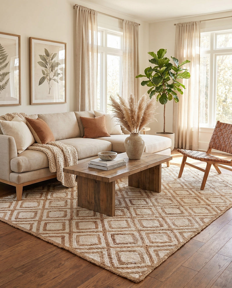 Woven Seaside Jute Collection Area Rug - Marina Rectangle Natural  lifestyle 36