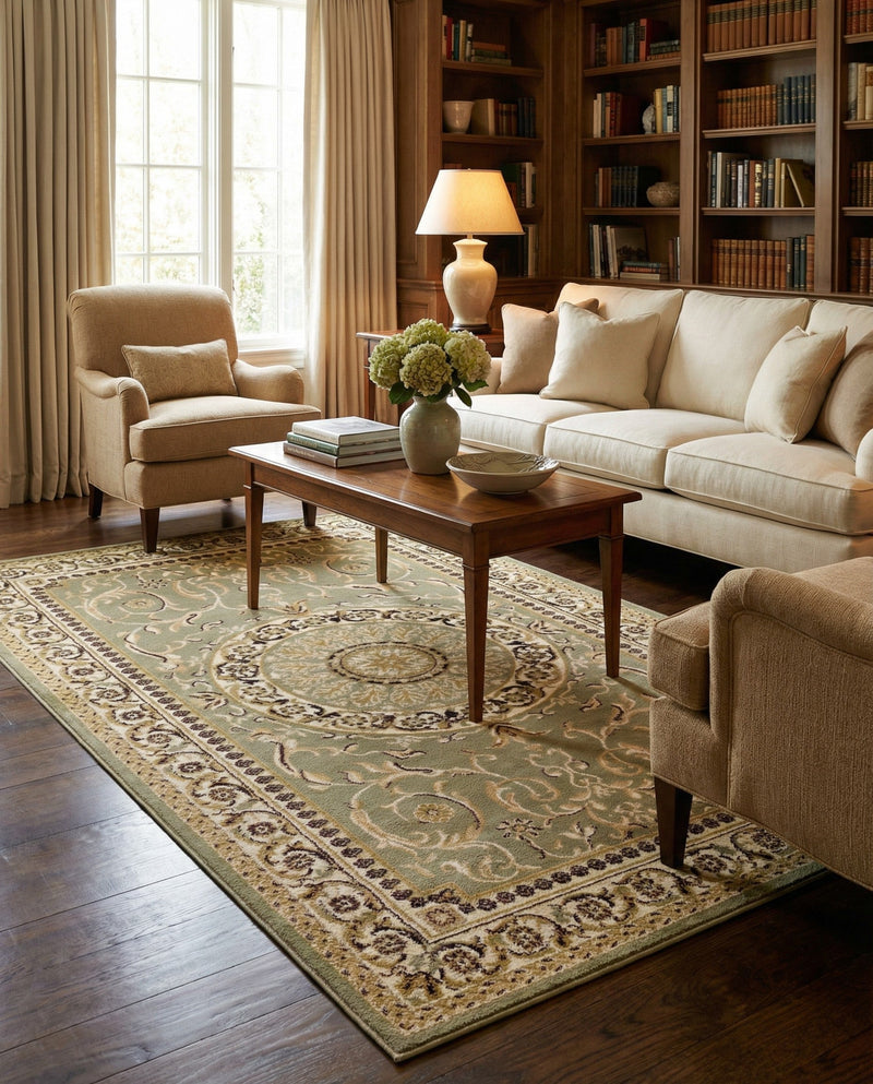 Versailles Elegance Collection Area Rug -  Montreuil Rectangle Light Green  lifestyle 30