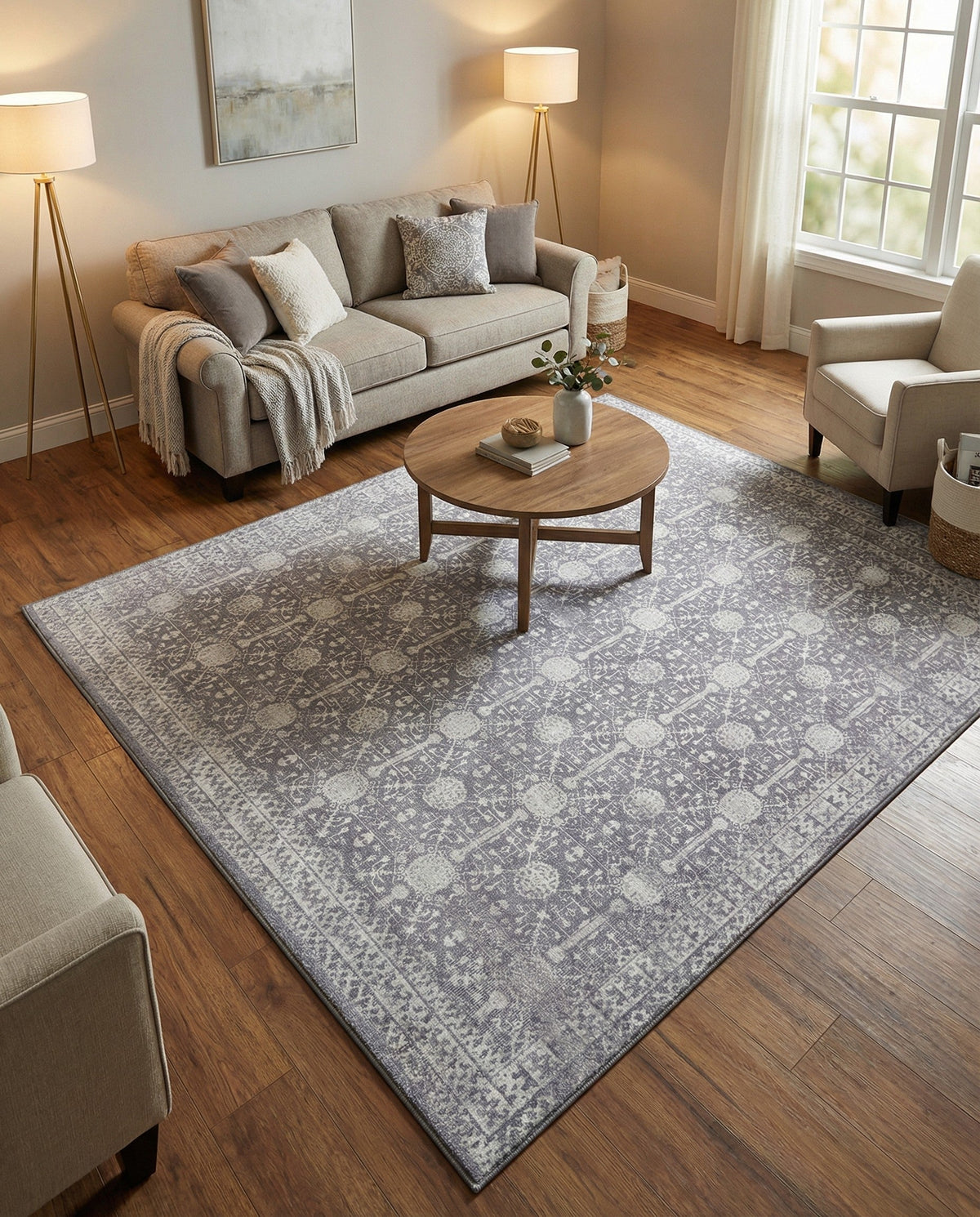 Heritage Elegance Collection Area Rug -  Chatsworth Square Gray  lifestyle 102