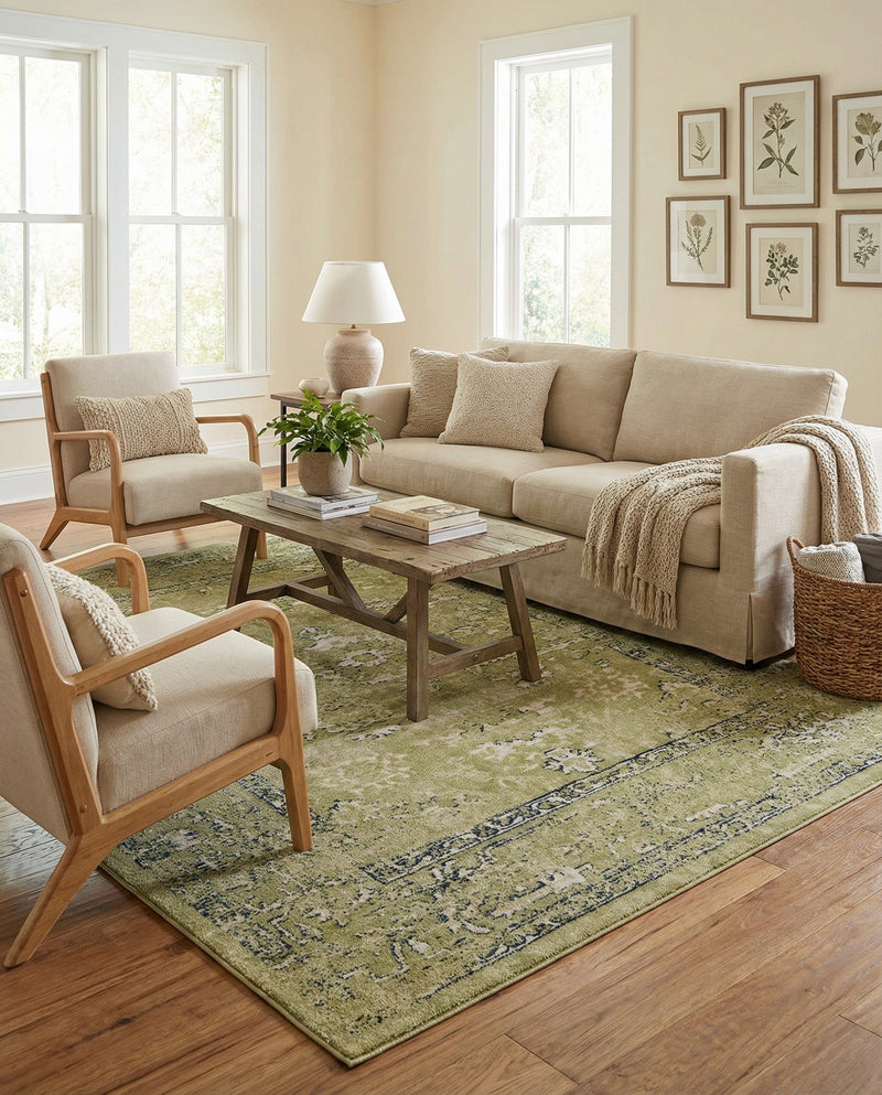 Savannah Elegance Collection Area Rug - Magnolia Rectangle Green  lifestyle 26