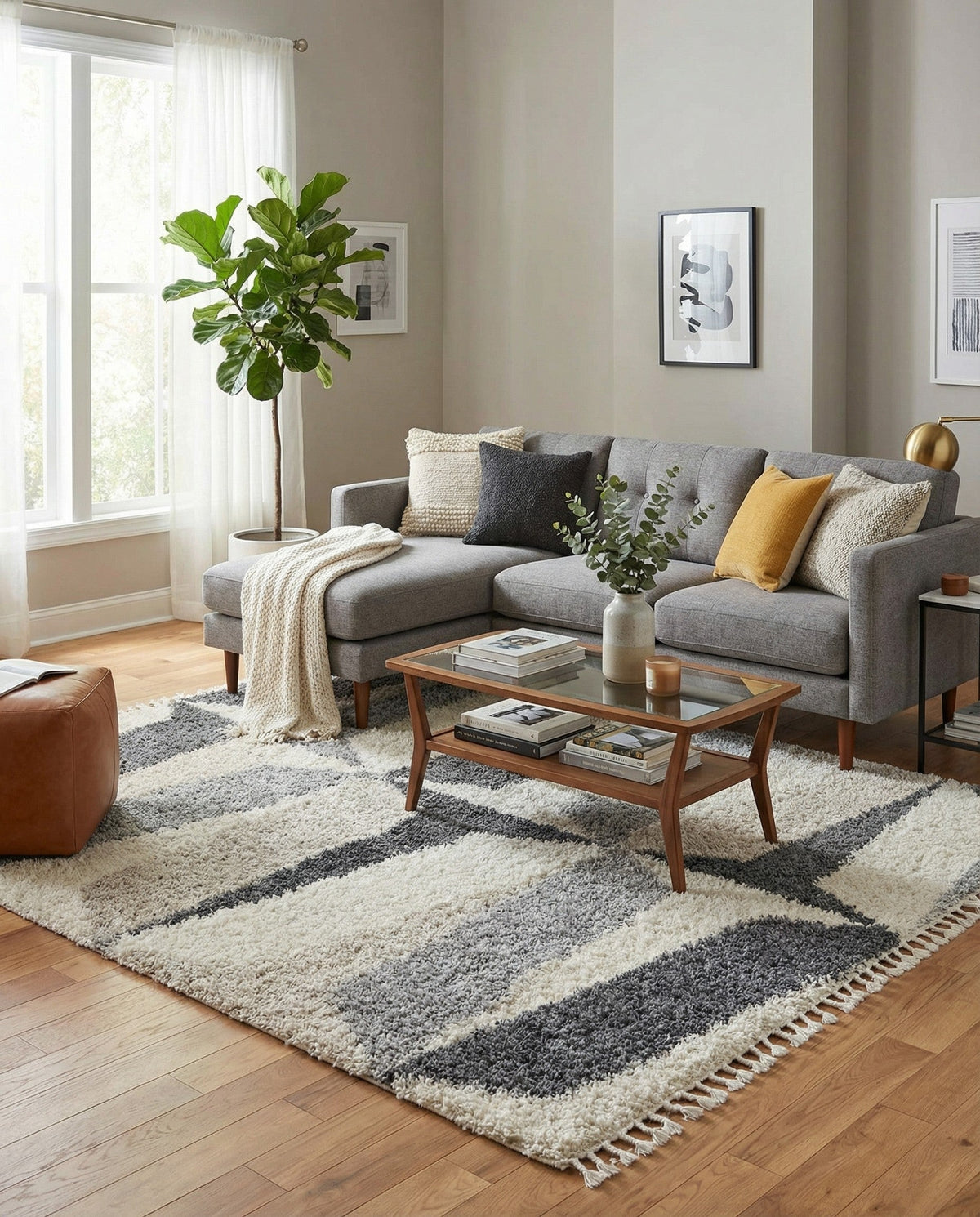 Cozy Cove Shag Collection Area Rug -  Tidewater Square Gray  lifestyle 72