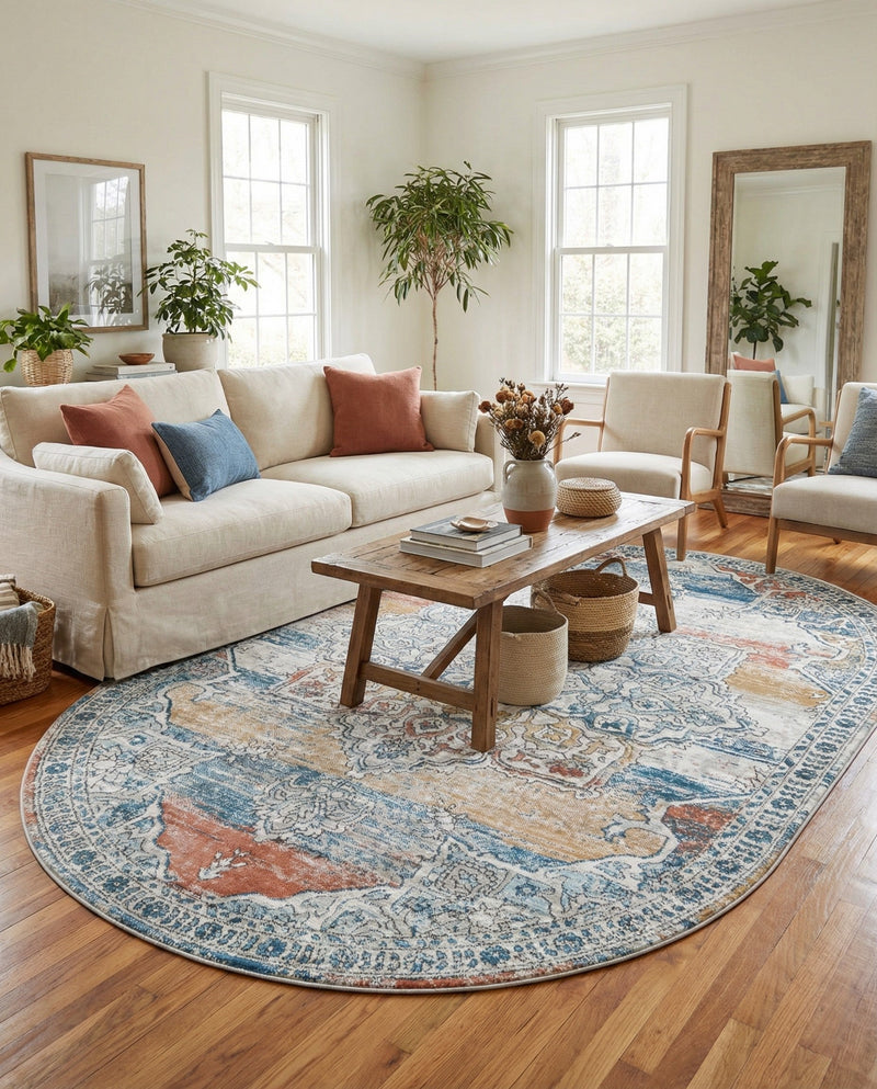 Mykonos Manor Collection Area Rug -  Tinos (Multi) Oval Multi  lifestyle 47