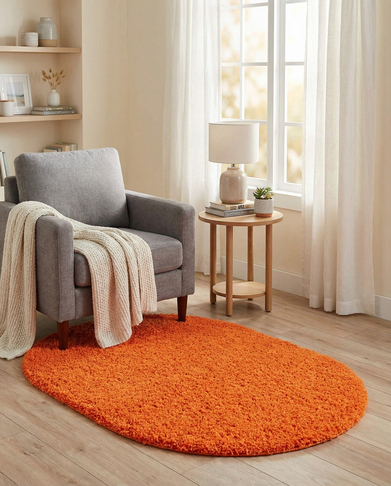 Plush Oasis Collection Area Rug - Serenity (Tiger Orange) Oval Tiger Orange  lifestyle 39