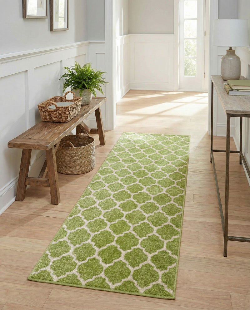 Lattice Gardens Collection Area Rug -  Bloomfield (Light Green) Runner Light Green  lifestyle 39