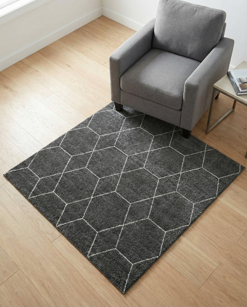 Trellis Mosaic Collection Area Rug - Arborville (Dark Gray) Square Dark Gray  lifestyle 60
