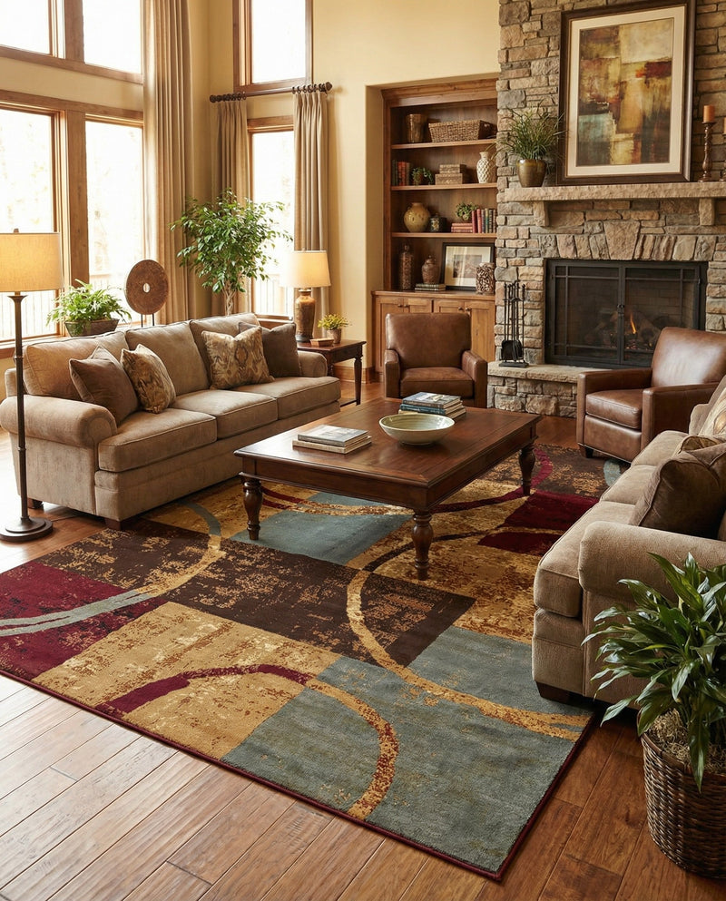 Bistro Lounge Collection Area Rug -  Ristretto Rectangle Multi  lifestyle 37