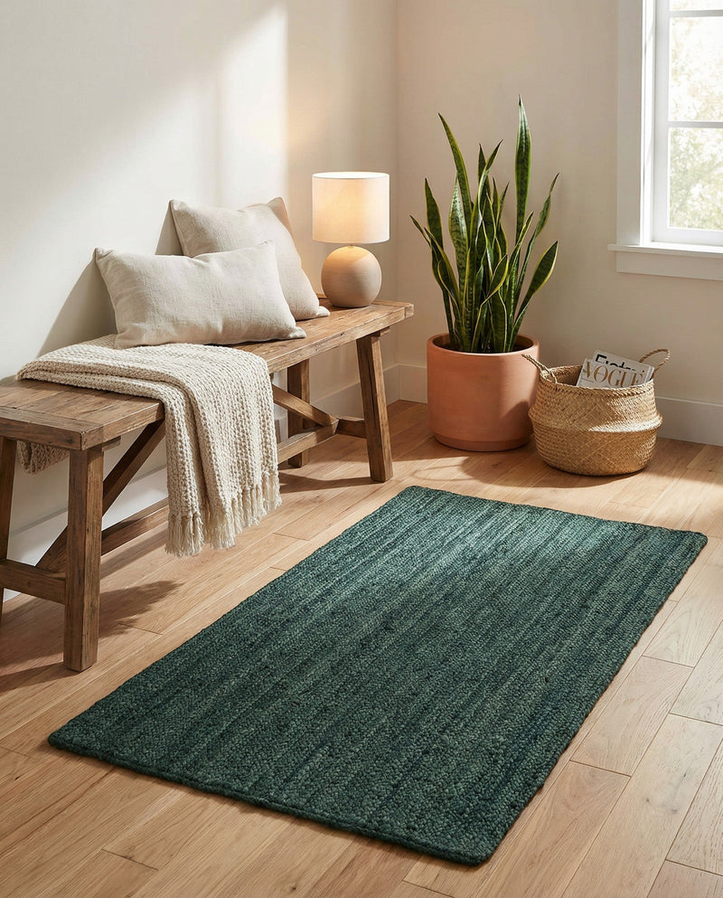 Woven Seaside Jute Collection Area Rug - Martha's Rectangle Green  lifestyle 12