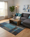Autumn Meadow Collection Area Rug -  Sycamoreside (Blue Gray) Square Blue Gray  lifestyle 40