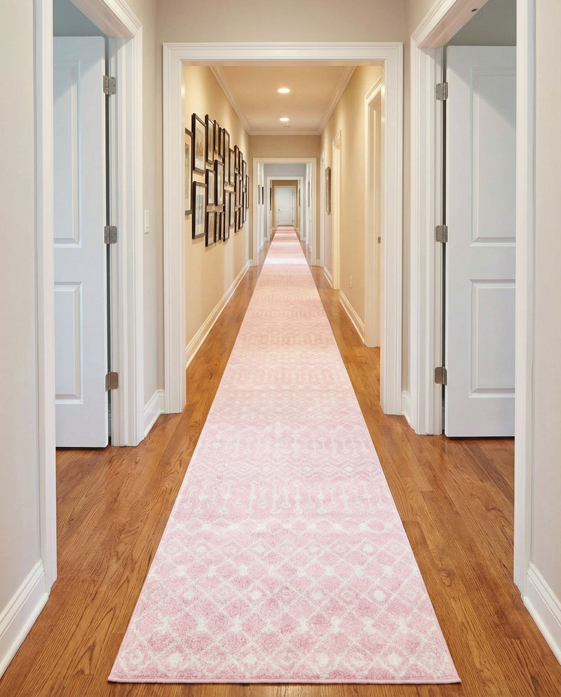 Mediterranean Lattice Collection Area Rug - Santorini (Pink) Runner Pink  lifestyle 37