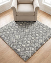 Berber Lattice Shag Collection Area Rug - Atlas (Gray) Square Gray  lifestyle 63