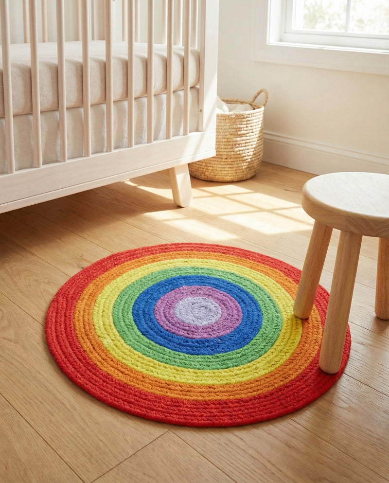 Sunset Isle Wool Braids Collection Area Rug - Paradise Round Multi  lifestyle 44