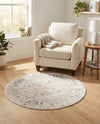 Parisian Elegance Collection Area Rug - Versailles (Ivory) Round Ivory  lifestyle 38