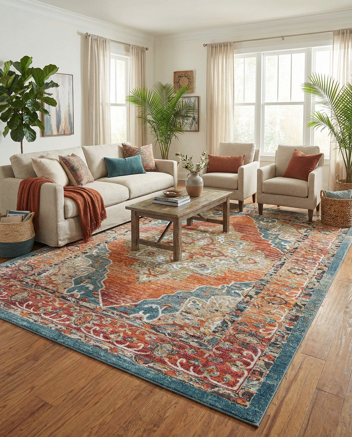 Savannah Soiree Collection Area Rug - Serengeti (Rust Red) Rectangle Rust Red  lifestyle 14