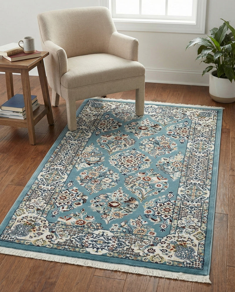 Persian Elegance Collection Area Rug -  Yazd Rectangle Blue  lifestyle 16