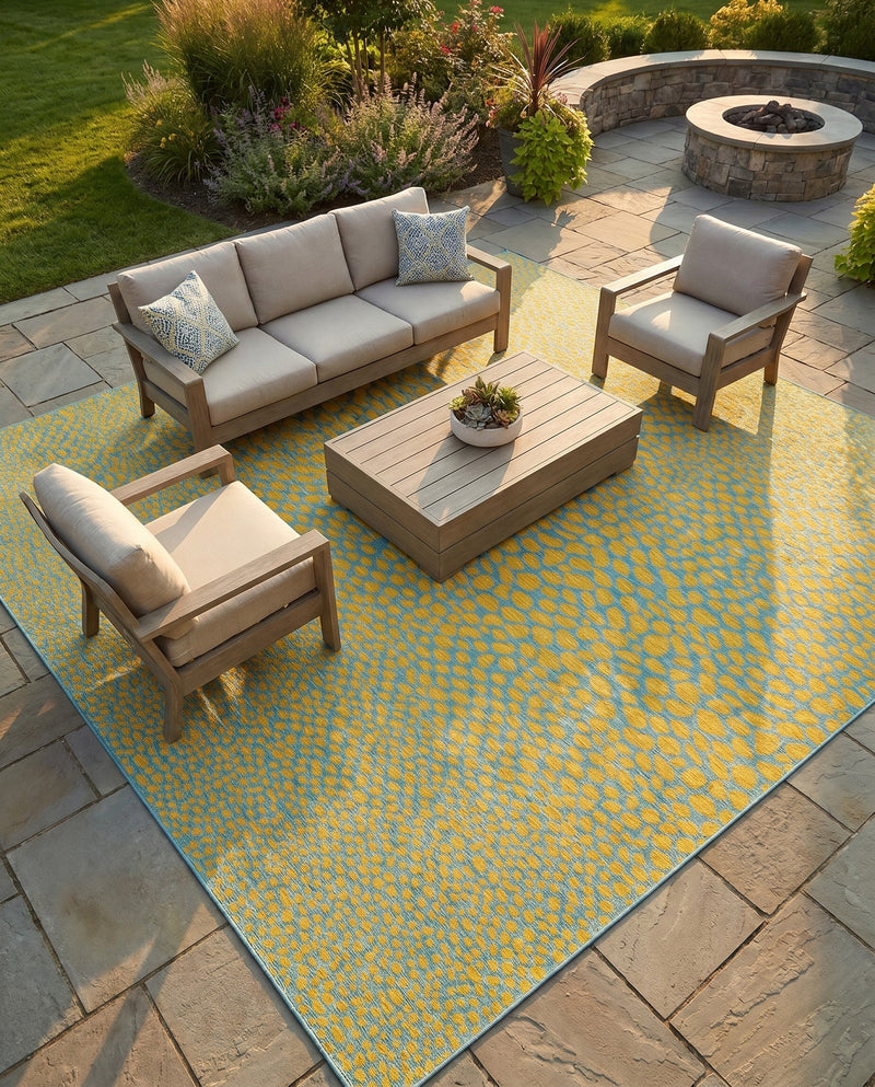 Urban Oasis Rugs Collection Area Rug -  Terrace (Yellow and Aqua) Square Yellow and Aqua  lifestyle 32