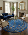 Isfahan Elegance Collection Area Rug - Naghsh-e Jahan (Dark Blue) Round Dark Blue  lifestyle 54