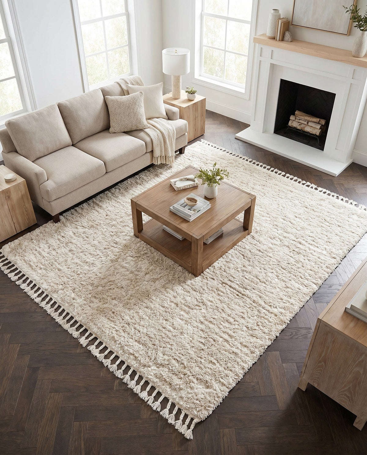 Cozy Cove Shag Collection Area Rug -  Harbor Square Ivory  lifestyle 156