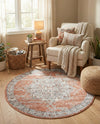 Mykonos Manor Collection Area Rug -  Tinos (Salmon Pink) Round Salmon Pink  lifestyle 76
