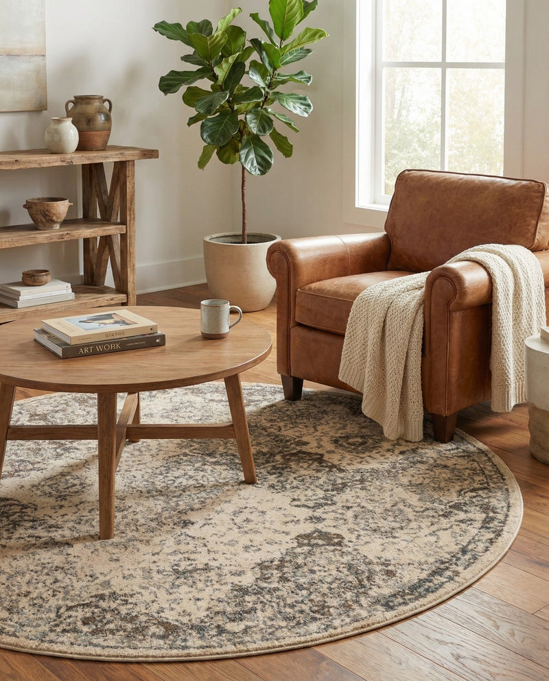 Gobi Sands Collection Area Rug -  Taklamakan Round Beige  lifestyle 44
