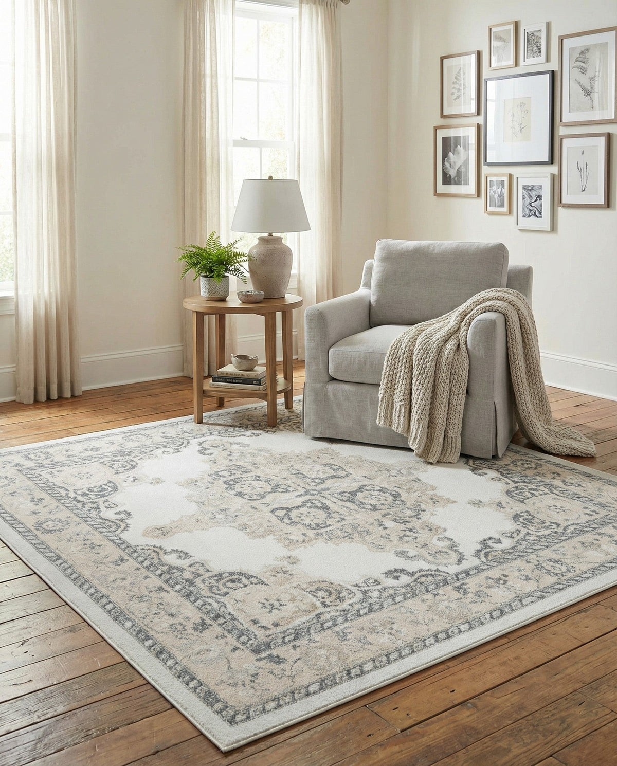 Beverly Grove Collection Area Rug -  Fairfax (Ivory) Square Ivory  lifestyle 81